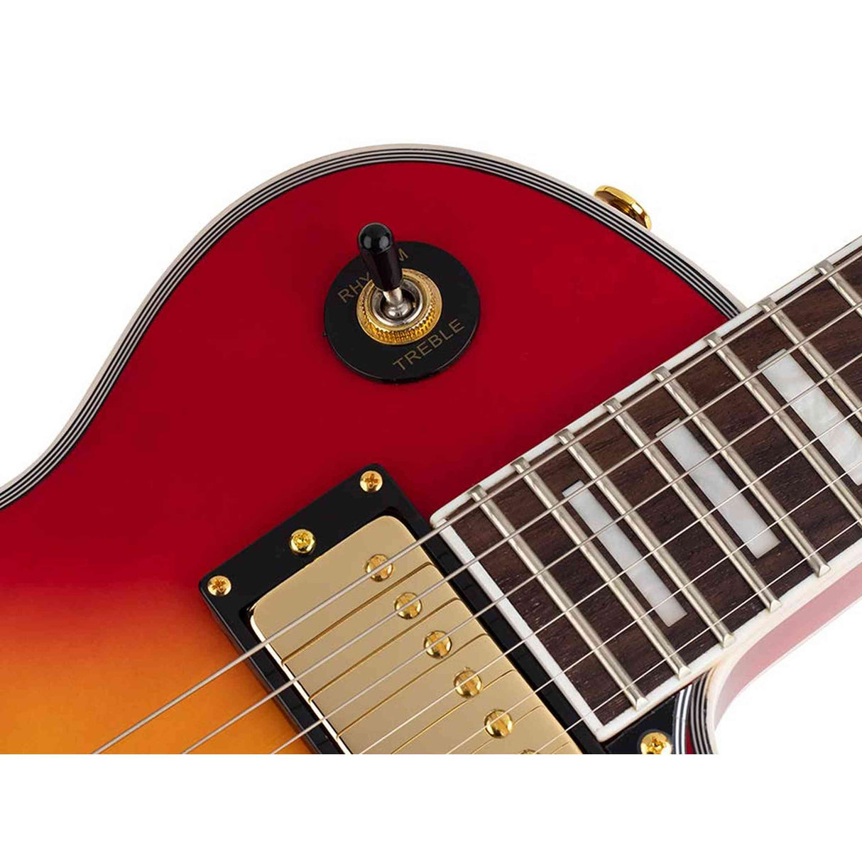 SX EH3-CS elektrische gitaar – LP Custom stijl, 2 humbuckers, mahonie/esdoorn, Cherry Sunburst + gouden hardware