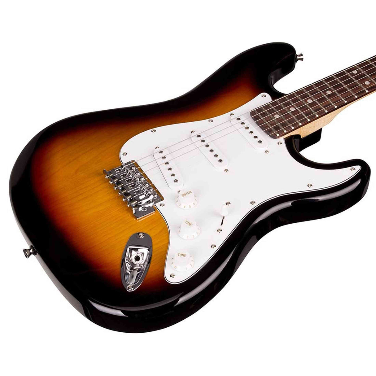 SX ED1/3TS elektrische gitaar – 3 single coil pickups, vintage tremolo, 3-Tone Sunburst + tas