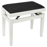 Boston PB1/3520 pianobank – verstelbare zitting, mat wit met zwarte velours bekleding