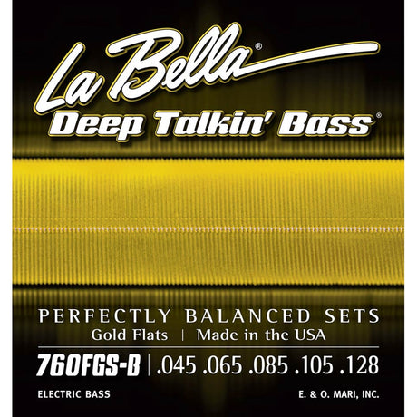 La Bella L-760FGS-B snaren set elektrisch 5-snaar bass, gold flats, 045-065-085-105-128 long scale