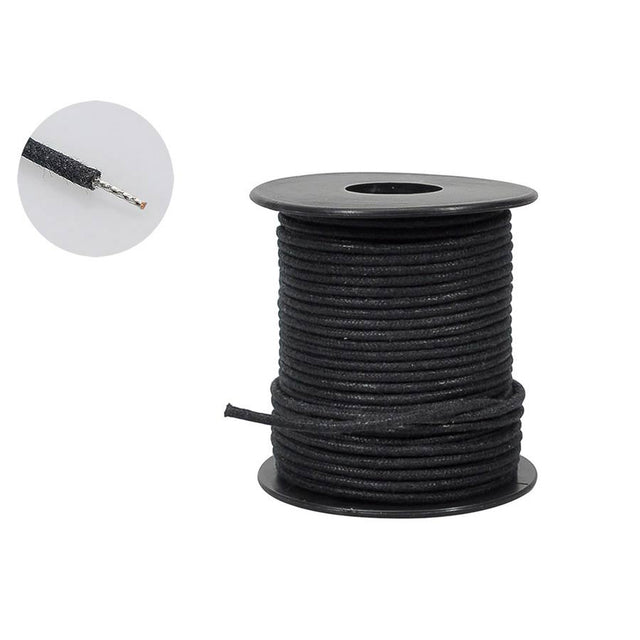 Boston PBW50/BK USA made Gavitt waxed cotton braided push back wire, black, 50 feet