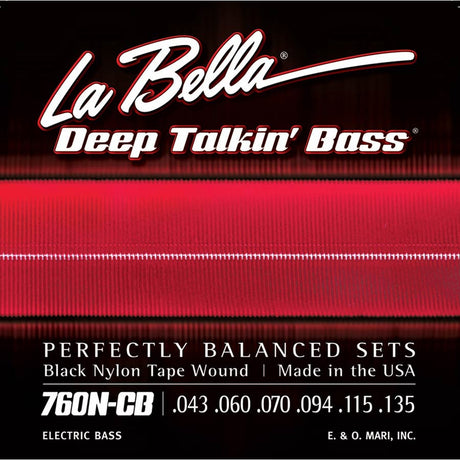 La Bella L-760N-CB snaren set elektrisch 6-snaar bass, black nylon tape wound, 043-060-070-094-115-135