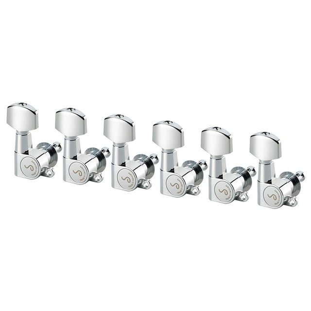 Schaller 402200136 machine heads 6L with small metal pegs, solid shaft, chrome