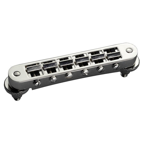 Schaller 12090100 GTM tune-o-matic guitar bridge, 10,5mm spacing, 14"radius, nickel