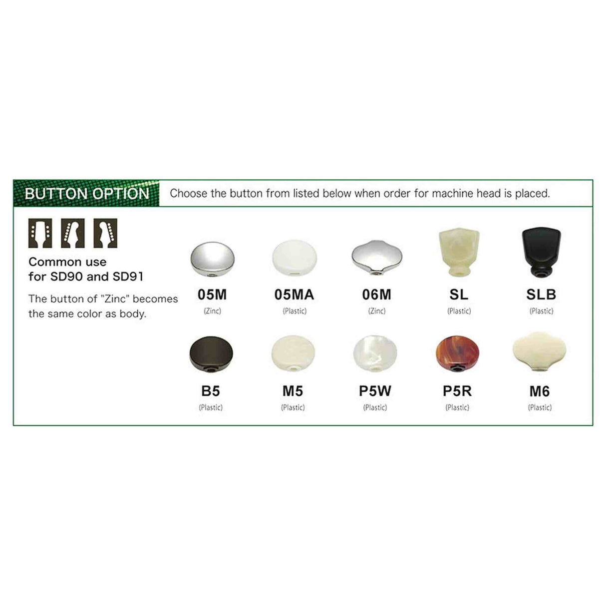 Gotoh GTH13020 SD90 stemmechanieken met SL knoppen, 3L3R, aged nikkel