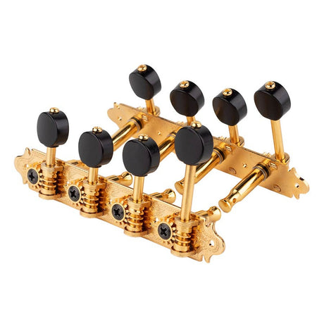 Gotoh MF-40-MB-GG machine heads for F-style mandolin, metal shaft, 69 mm, black button, gold