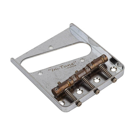 Gotoh BS-TC1-AC bridge for e-guitar, Teaser, pitch 10,8mm, brass "In-tune" saddles, aged chrome