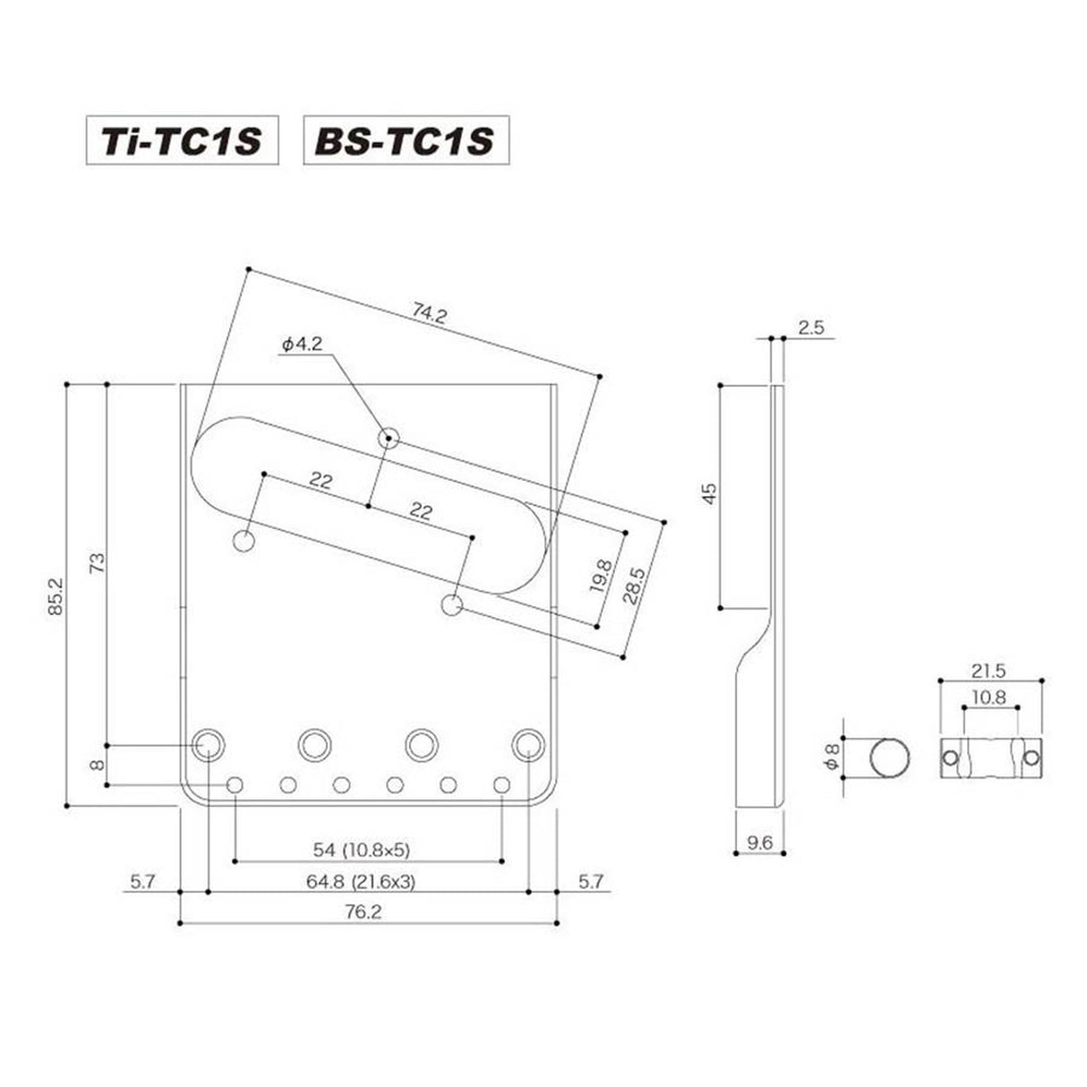 Gotoh BS-TC1-AC bridge for e-guitar, Teaser, pitch 10,8mm, brass "In-tune" saddles, aged chrome