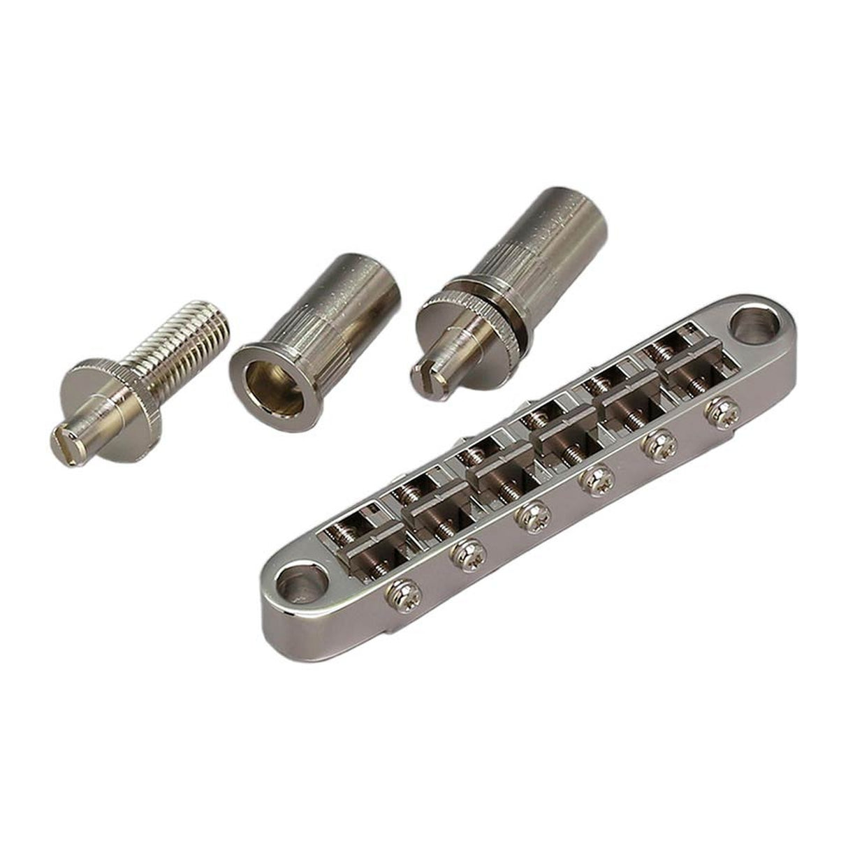 Gotoh Ti-103B-T-N bridge for e-guitar, "tune-o-matic" stud spacing 74,0mm, titanium saddles, nickel