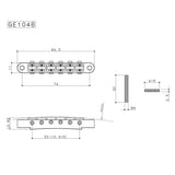 Gotoh GE104B-AN bridge for e-guitar, "tune-o-matic", thumbwheel spacing 74,0mm, hard zinc saddles, aged nickel