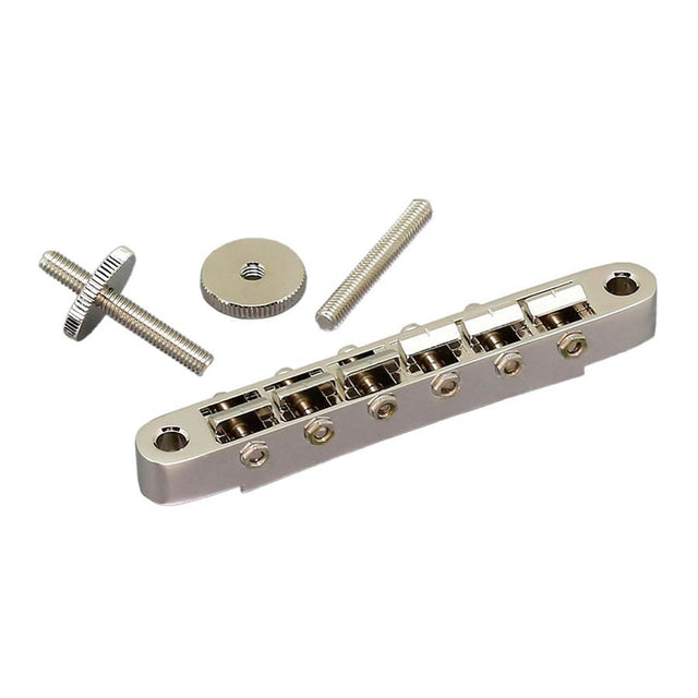 Gotoh GE104B-N bridge for e-guitar, "tune-o-matic", thumbwheel spacing 74,0mm, hard zinc saddles, nickel