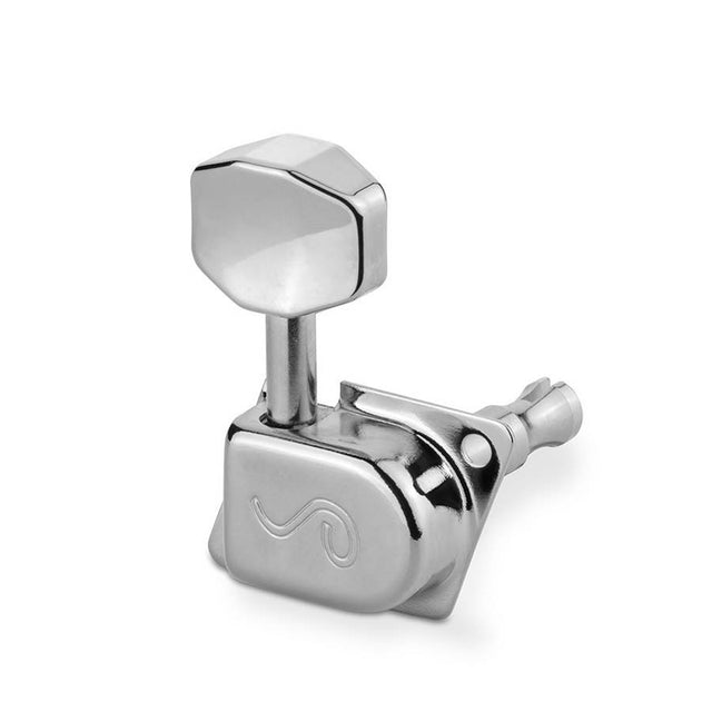 Schaller 105802201560 machine heads 70's 6L with small metal pegs, splitted solid shaft, chrome