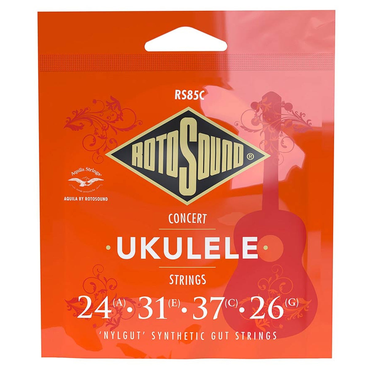 Rotosound RS85C snaren set concert ukulele 'Nylgut' synthetic gut, G-C-E-A tuning, 24-31-37-26