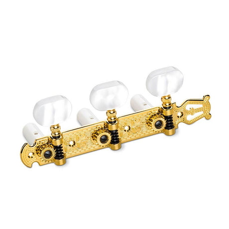 Schaller Lyra Machine Heads met Witte Acryl Pegs en Gouden Afwerking