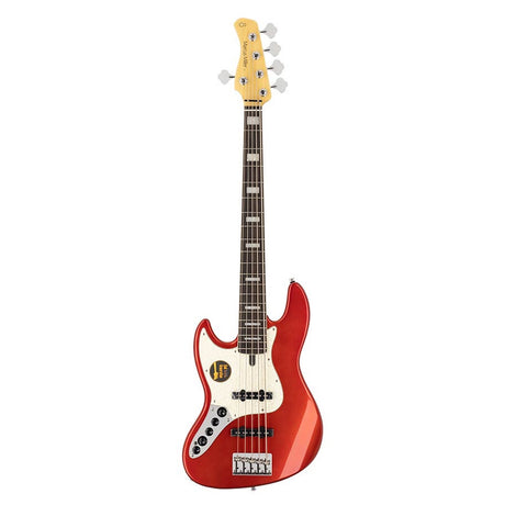 Sire Basses V7+ A5L/BMR basgitaar, linkshandig, 5-snarig, elzen, bright metallic red