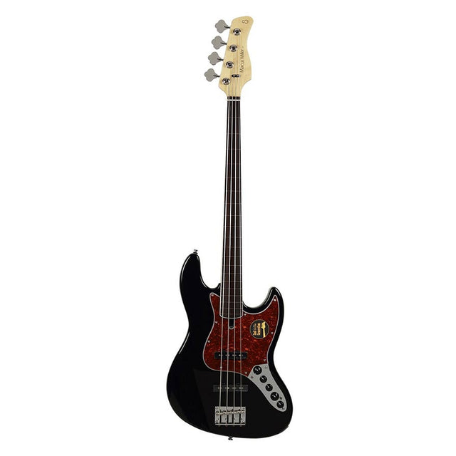 Sire Basses V7+ A4F/BK basgitaar, fretloos, 4-snarig, elzen, zwart