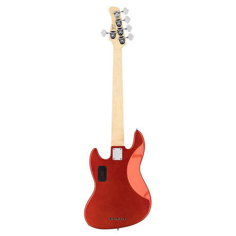 Sire Basses V7+ A5F/BMR basgitaar, fretloos, 5-snarig, elzen, bright metallic red