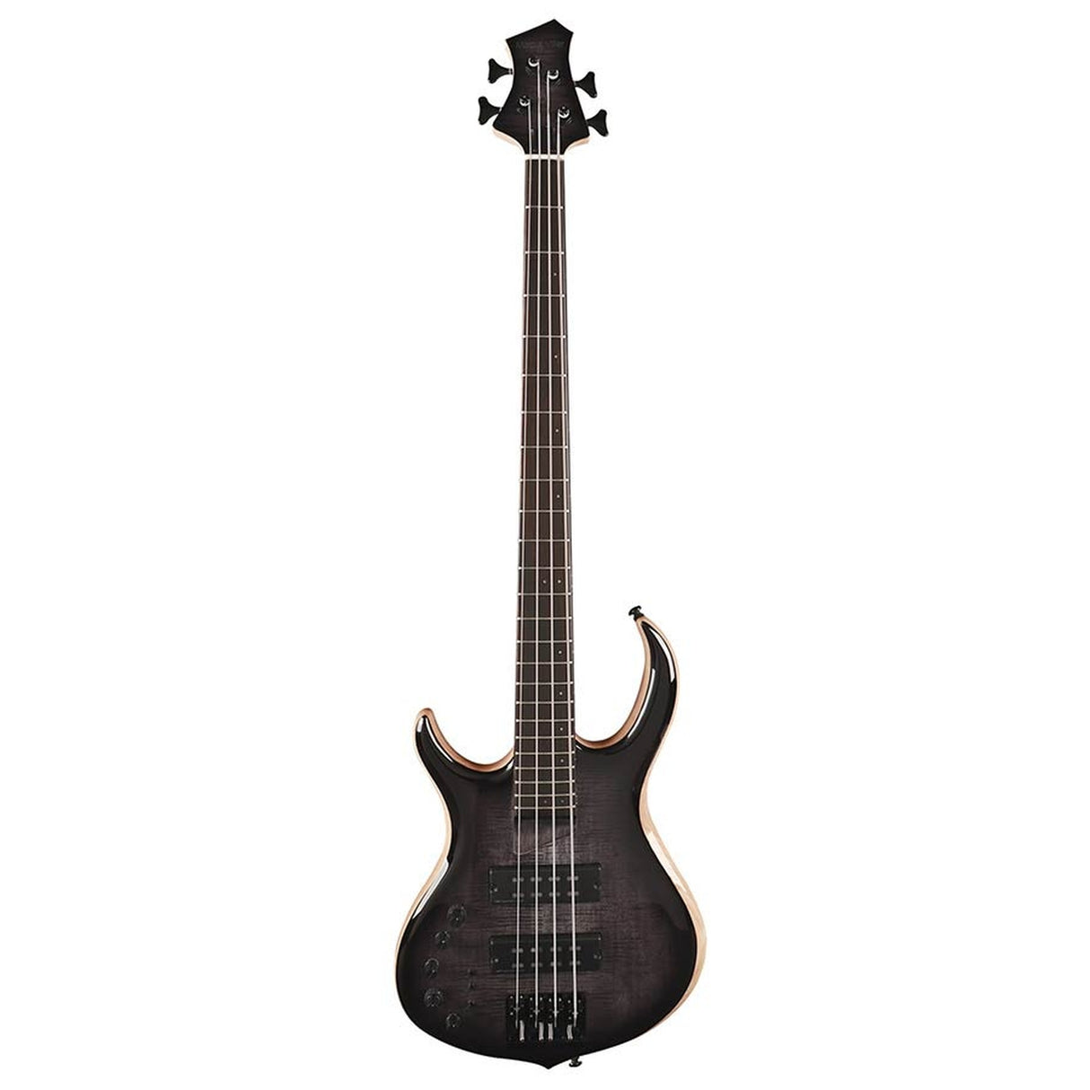 Sire Basses M7+ S4L/TBK basgitaar, linkshandig, 4-snarig, swamp ash + solid maple, transparent black