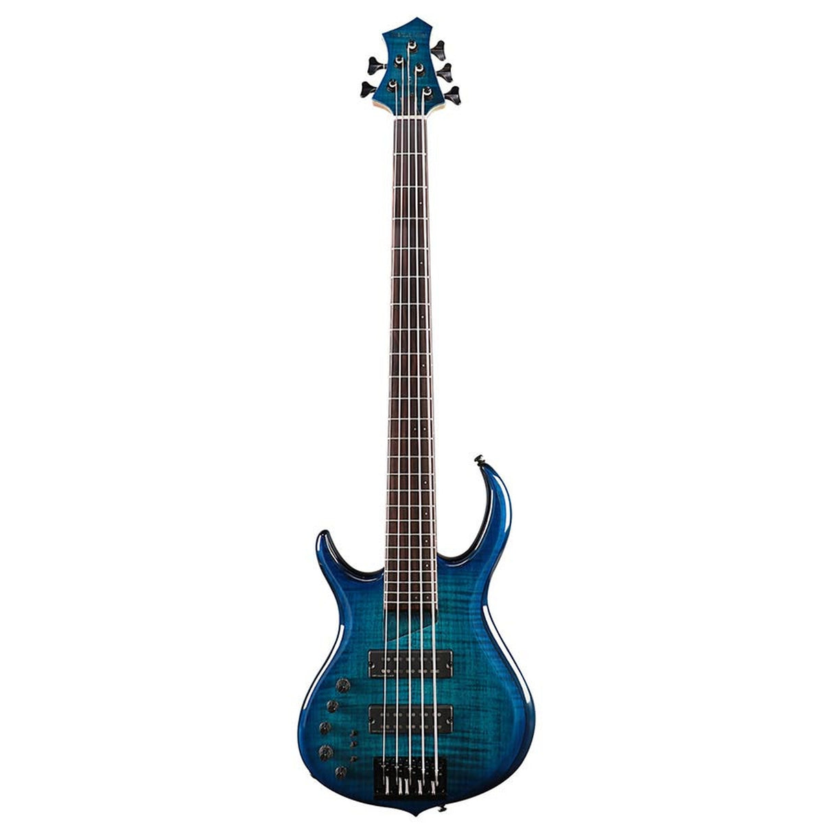 Sire Basses M7+ A5L/TBL basgitaar, linkshandig, 5-snarig, elzen + massief esdoorn, transparant blauw