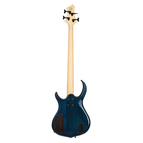 Sire Basses M7+ A4F/TBL basgitaar, fretloos, 4-snarig, elzen + massief esdoorn, transparant blauw