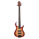 Sire Basses M7+ A5F/BRS basgitaar, fretloos, 5-snarig, elzen + massief esdoorn, brown burst