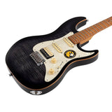 Sire Guitars S7FM/TBK electrische gitaar, S-style, elzen body, gevlamde esdoorn top, transparant zwart