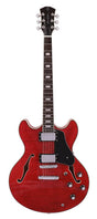 Sire Guitars H7/STR electrische archtop gitaar, esdoorn, see through red