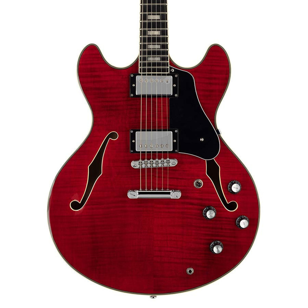 Sire Guitars H7/STR electrische archtop gitaar, esdoorn, see through red