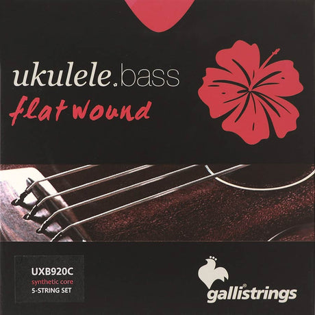 Galli UXB-920C snaren set for ukulele bass, flatwound chrome steel on synthetic core, 5-snaar