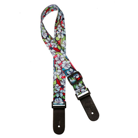 Gaucho GSTU-80-BU ukulele strap with blue flowers