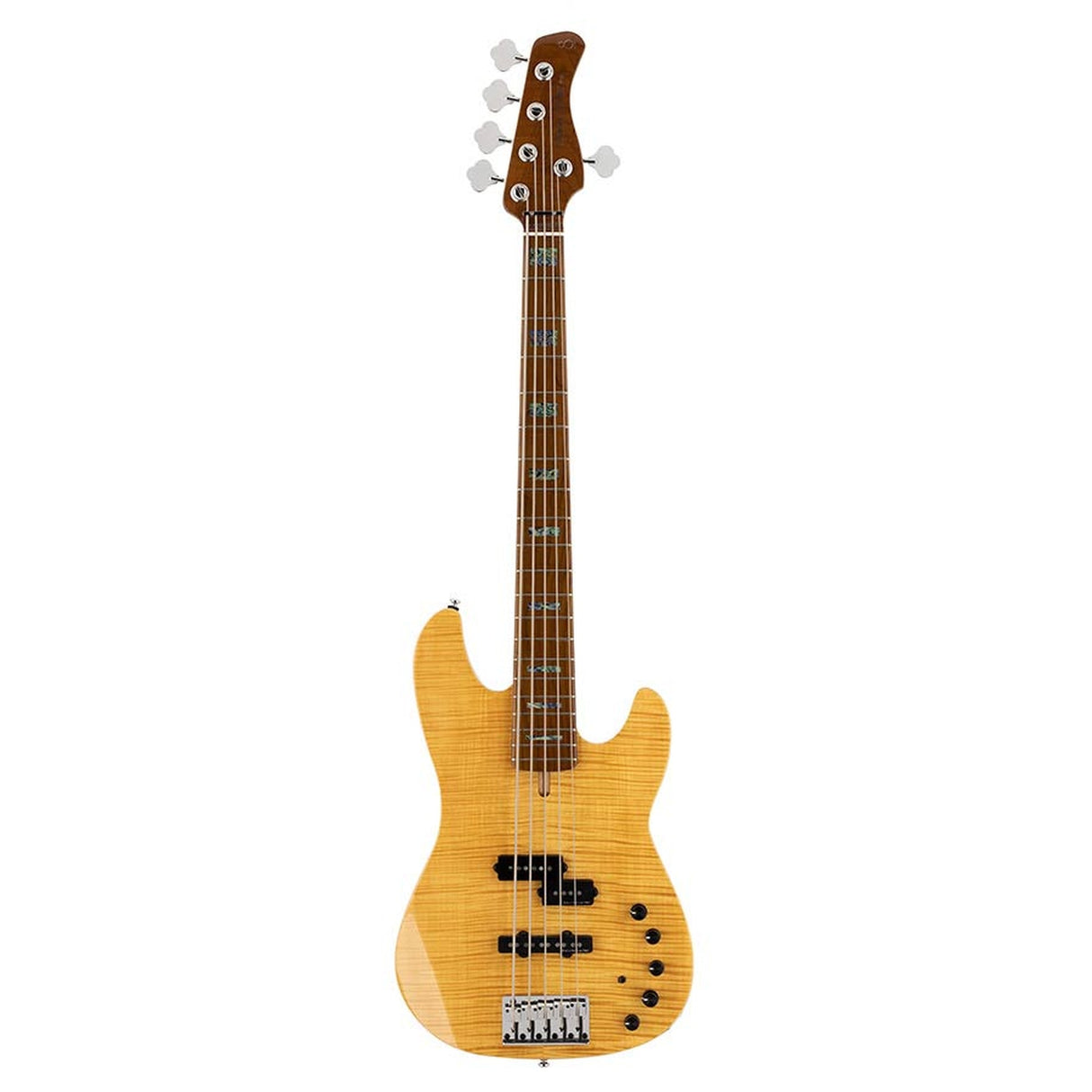 Sire Basses P10+ A5/NT basgitaar, 5-snarig, elzen met massieve gevlamde esdoorn top, naturel