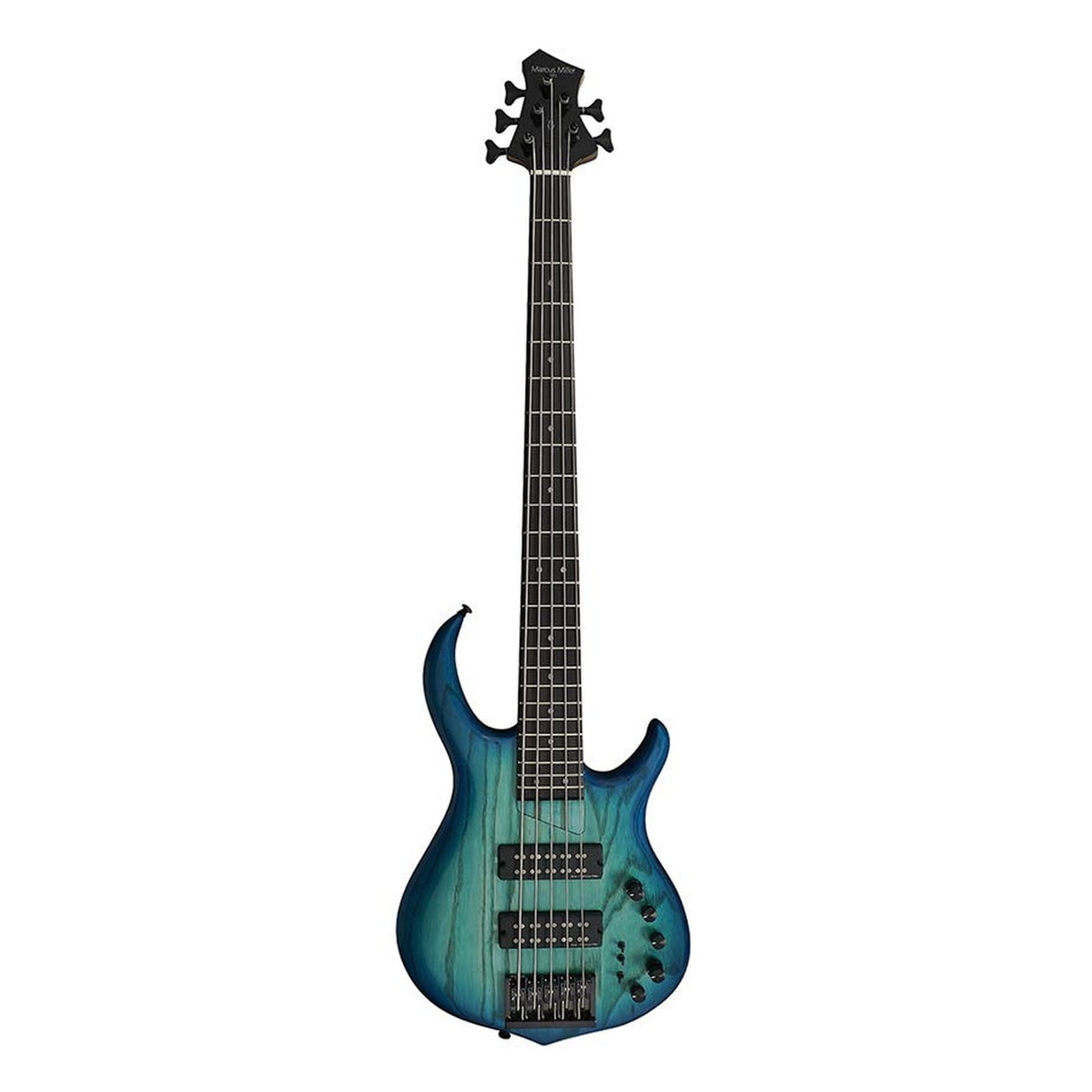 Sire Basses M5+ S5/TBL basgitaar, 5-snarig, swamp ash, transparant blauw