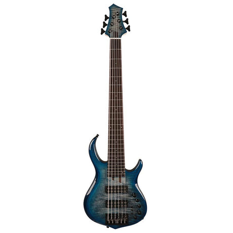 Sire Basses M7+ A6/TBL basgitaar, 6-snarig, swamp ash + massief esdoorn, transparant blauw