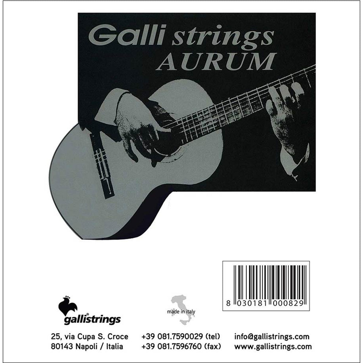 Galli A-126 snaren set classic, gold bronze wound, black nylon trebles, hard tension