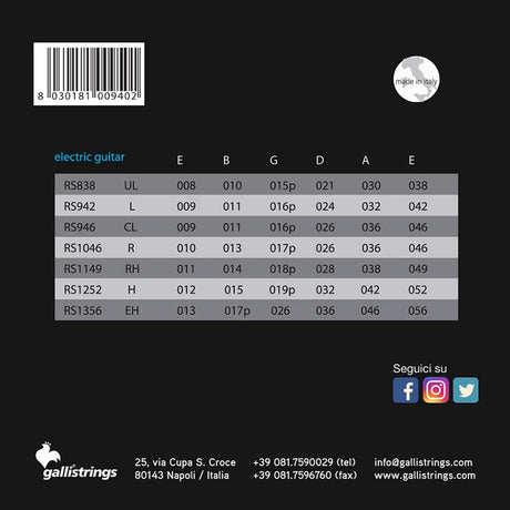 Galli RS-1252 snaren set elektrisch, nickel roundwound, heavy, 012-015-019-032-042-052