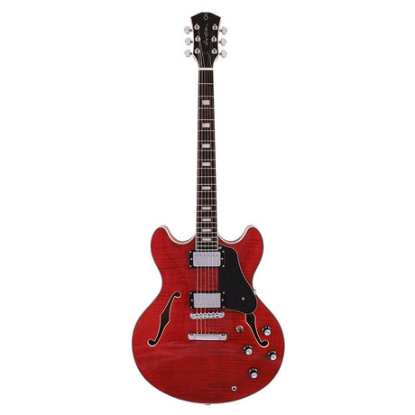 Sire Guitars H7/STR electrische archtop gitaar, esdoorn, see through red