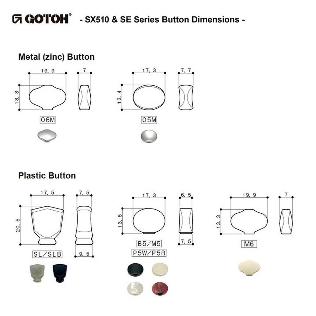 Gotoh SXB510V machine heads for guitar, 3xL+3xR, ratio 1:15, butterbean cream button, gold