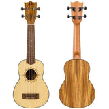 Flight DUS320 SP/ZEB Soprano Ukulele met Spruce Top, Zebrawood Body en Aquila Super Nylgut Snaren