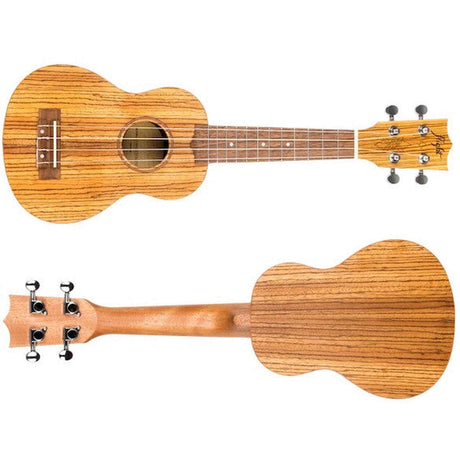Flight DUS322 ZEB Soprano Ukulele met Zebrawood Body, Bone Topkam en Aquila Super Nylgut Snaren