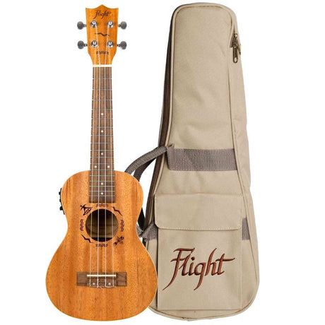 Flight DUC523 EQ MAH Elektrisch-Akoestische Concert Ukulele met Solid Mahogany Top, Pickup en Aquila Super Nylgut Snaren