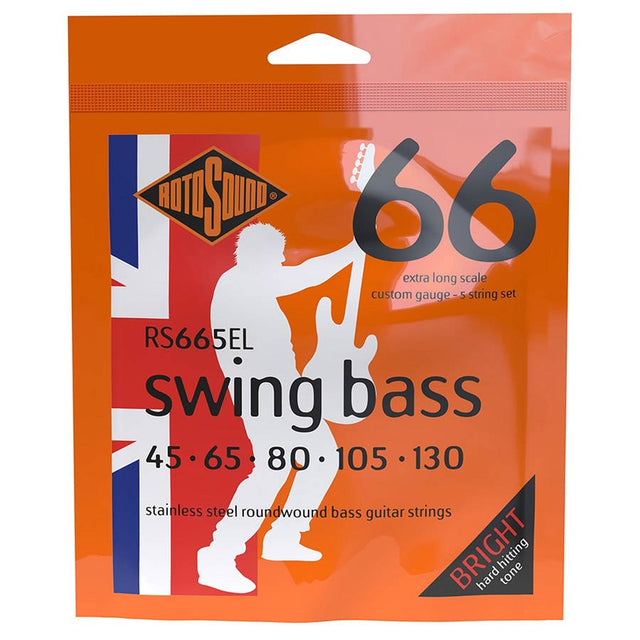 Rotosound RS665EL Swing Bass 66 string set electric bass 5 stainless steel 45-130 extra long