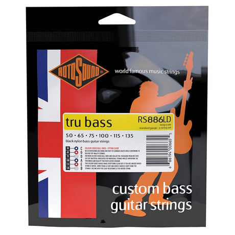 Rotosound RS886LD Tru Bass 88 Snaarset Elektrische Bas 6 Zwart Nylon