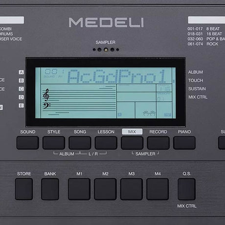 Medeli MK401 Keyboard – 61 Aanslaggevoelige Toetsen met Sampler en 600 Klanken
