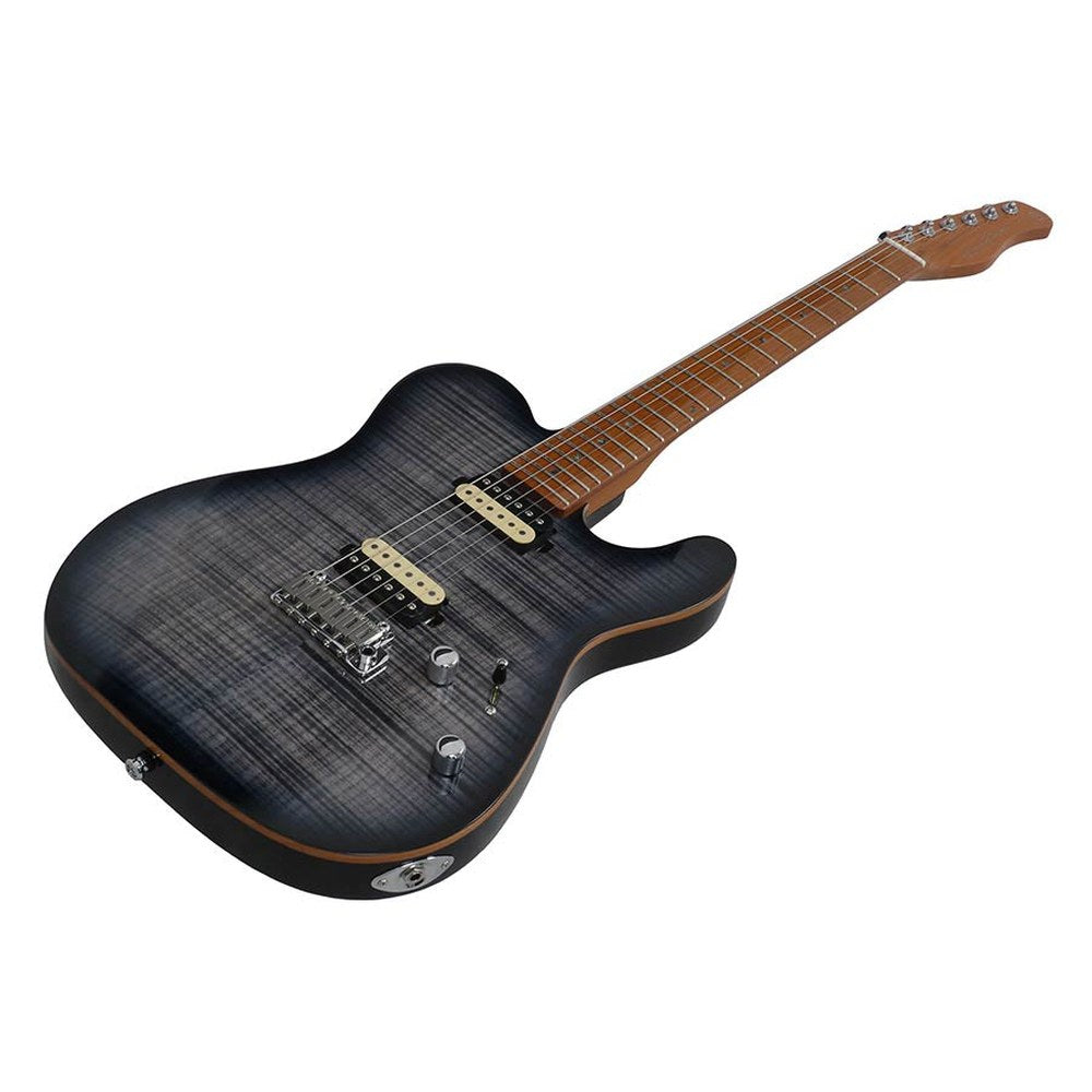 Sire Guitars T7FM/TBK electrische gitaar, T-style, elzen body, gevlamde esdoorn top, transparant zwart