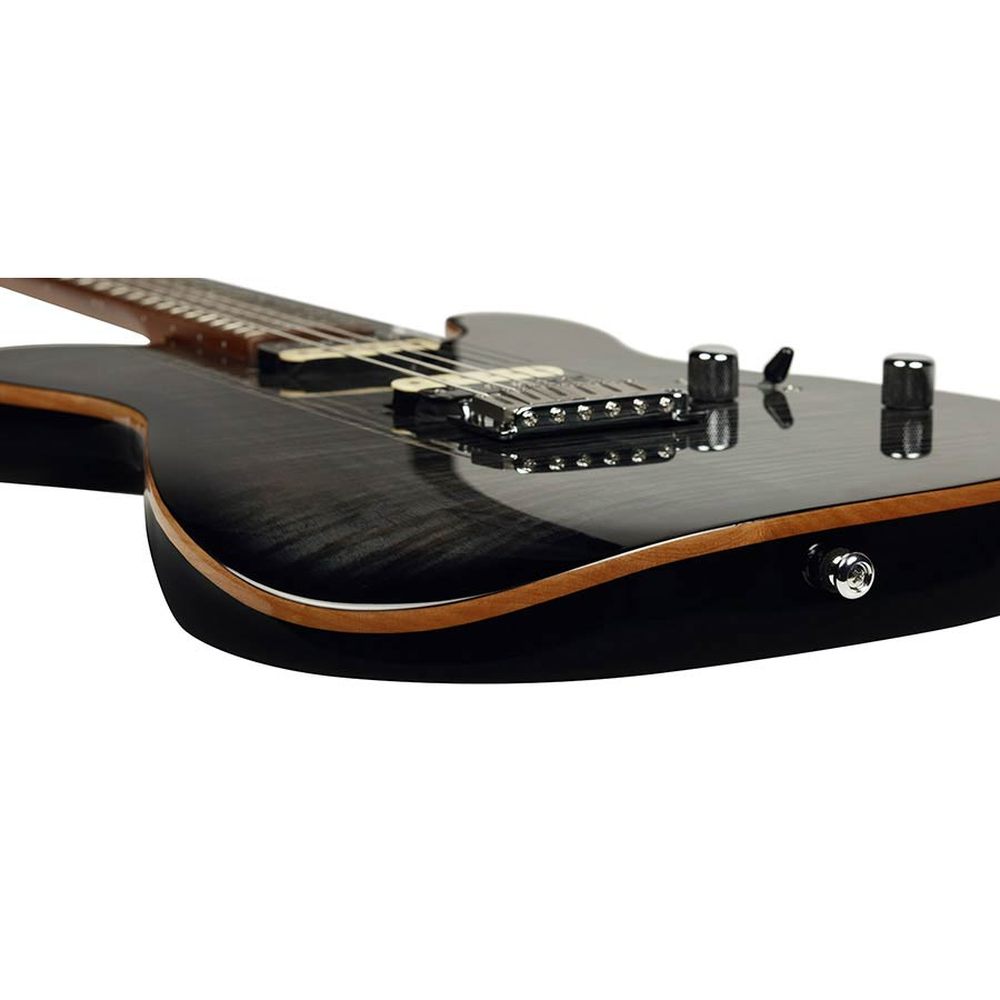 Sire Guitars T7FM/TBK electrische gitaar, T-style, elzen body, gevlamde esdoorn top, transparant zwart