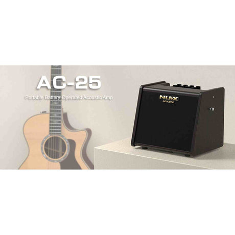 NUX AC-25 akoestische gitaarversterker 25W 2 kanalen Bluetooth met accu