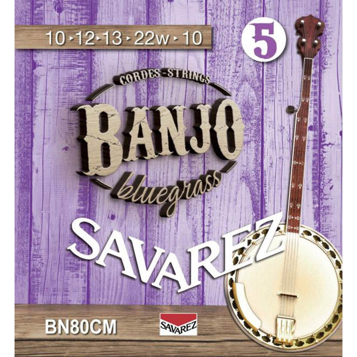 Savarez BN80CM snaren set 5-snaar banjo, bluegrass, custom medium, 010-011-013-022W-010