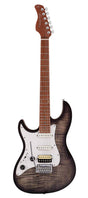 Sire Guitars S7FML/TBK Elektrische gitaar S-stijl linkshandig met gevlamd esdoorn bovenblad transparant zwart