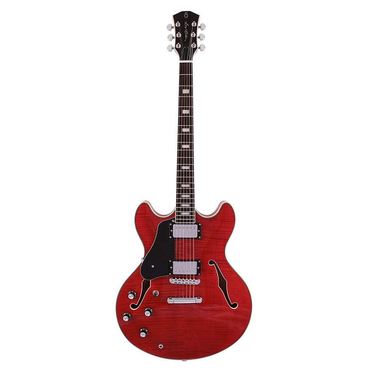 Sire Guitars H7L/STR Elektrische archtop gitaar linkshandig doorkijk rood