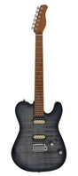 Sire Guitars T7FM/TBK electrische gitaar, T-style, elzen body, gevlamde esdoorn top, transparant zwart